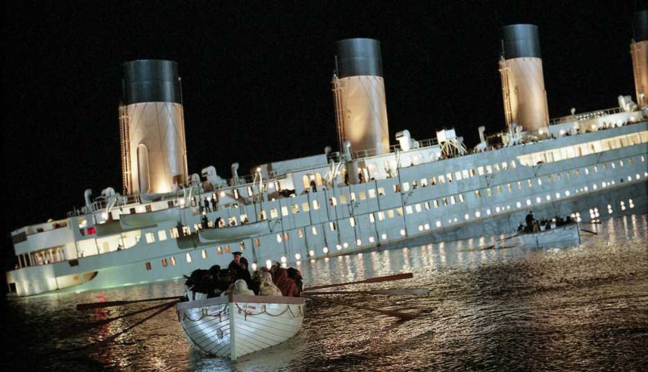 The set of the sinking boat for the film Titanic