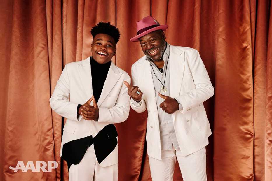 Jalyn Hall and Frankie Faison pose for a portrait at the AARP Movies for Grownups Awards