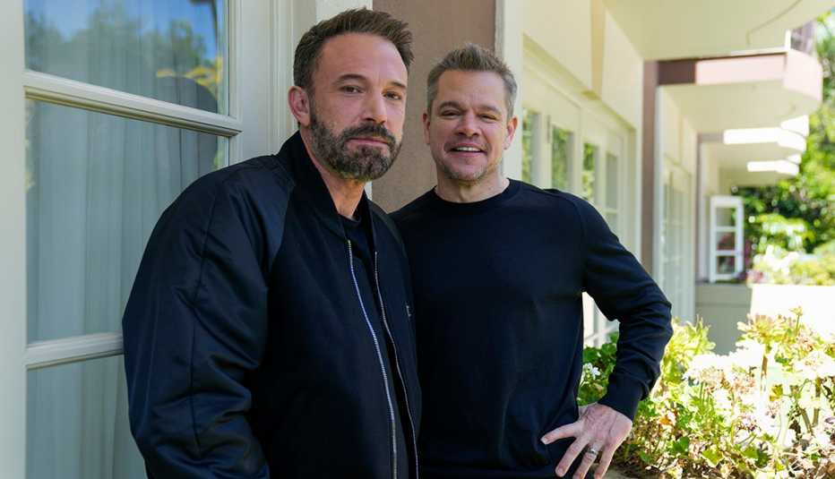 Ben Affleck and Matt Damon pose for a portrait at the Four Seasons Hotel in Los Angeles