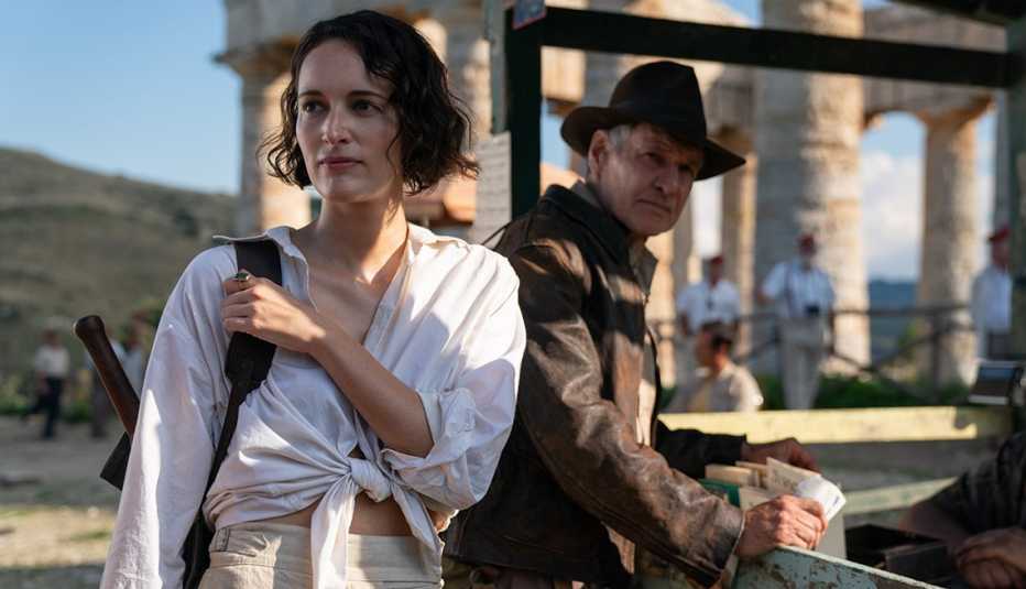 phoebe waller bridge and harrison ford in a scene from the film indiana jones and the dial of destiny