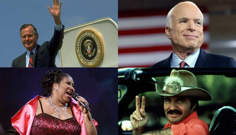 George H. W. Bush, John McCain, Aretha Franklin, Burt Reynolds. 