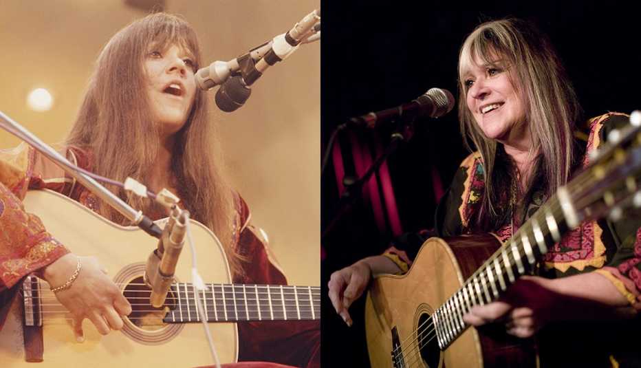 Melanie Safka performing in 1972 and 2006