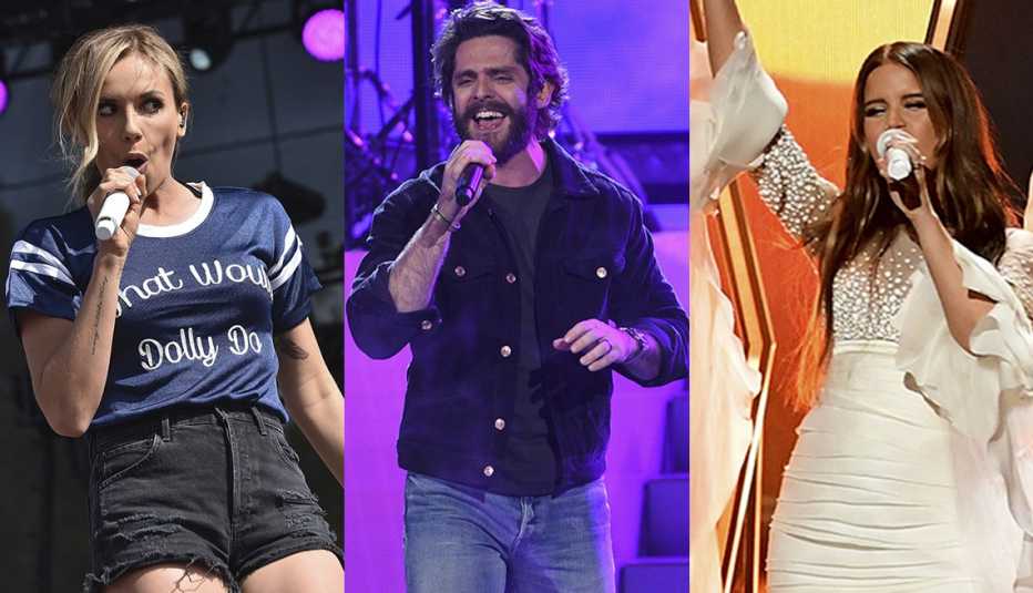 rising pop country acts from left to right carly pearce thomas rhett and maren morris