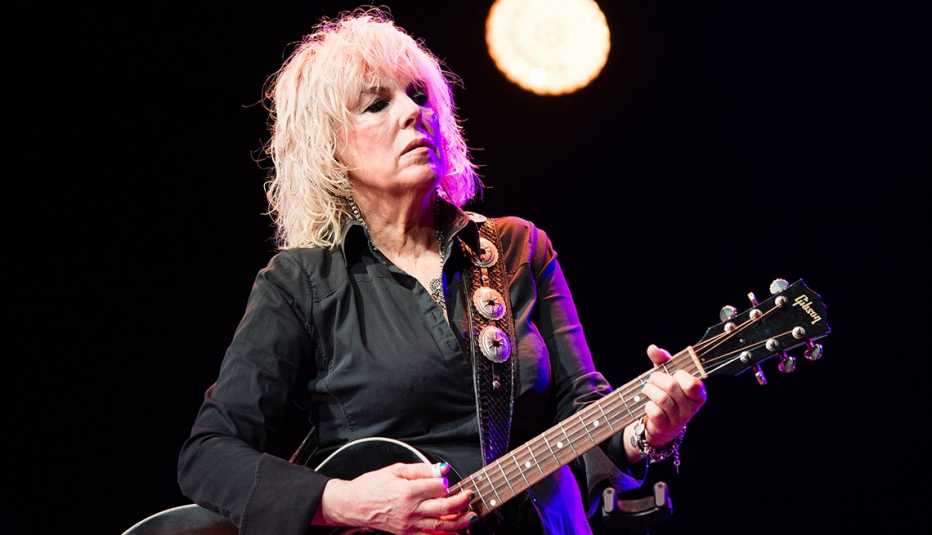 Lucinda Williams performs on stage during the Cambridge Folk Festival 2019 in Cambridge England