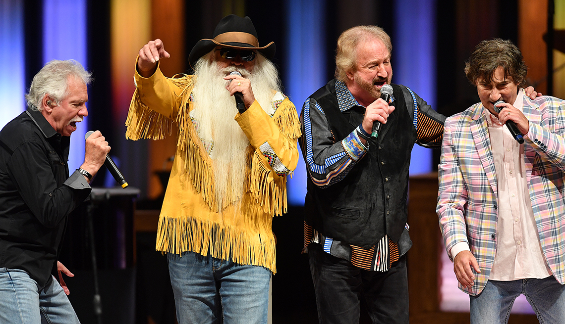 William Lee Golden Richard Sterban Joe Bonsall and Duane Allen of The Oak Ridge Boys perform at The Grand Ole Opry in Nashville Tennessee