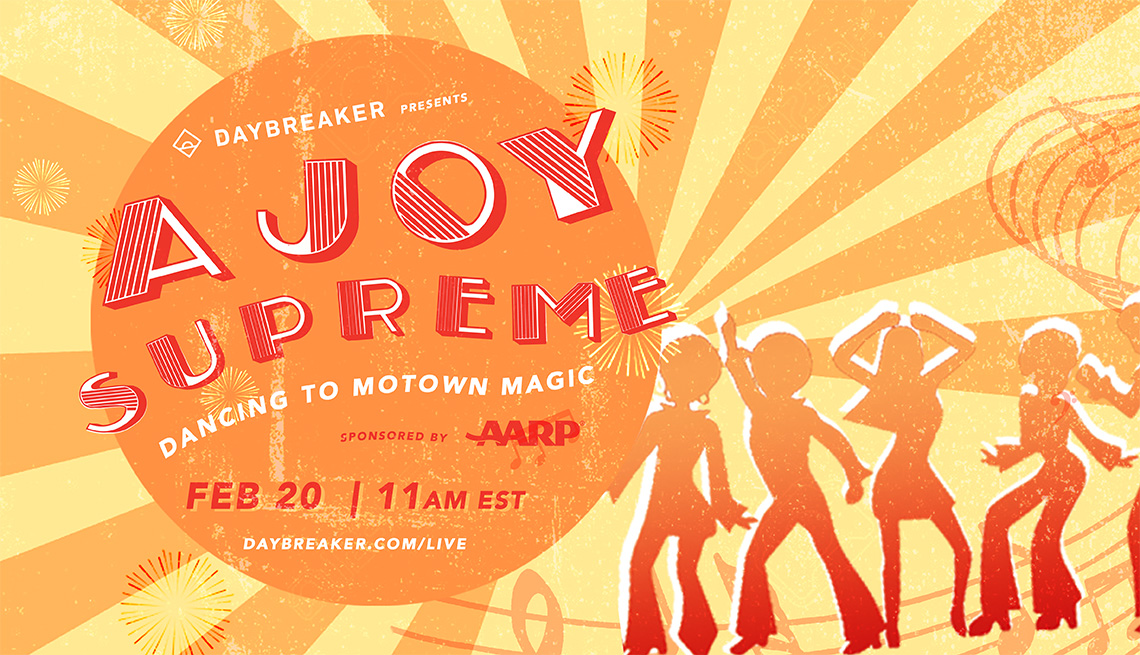 An illustration for the Daybreaker Live A Joy Supreme Dancing to Motown Magic virtual party
