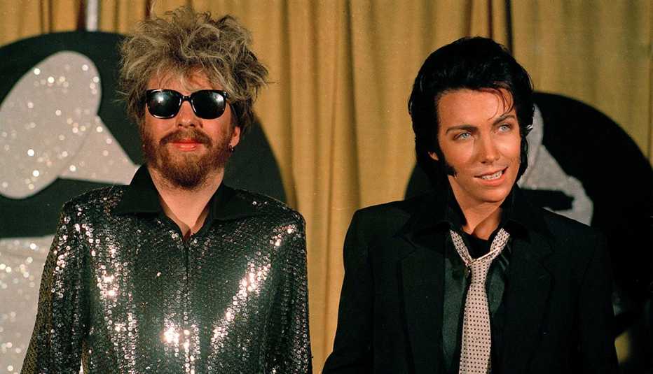 Dave Stewart and Annie Lennox of the Eurythmics at the 26th annual Grammy Awards