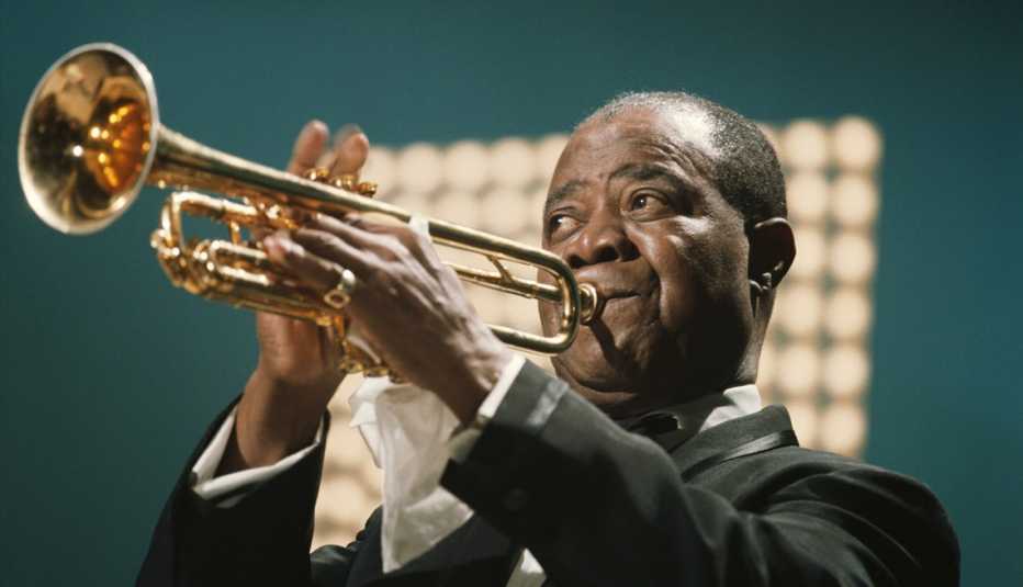 louis armstrong performing on the kraft music hall t v show at nbc studios in june nineteen sixty seven