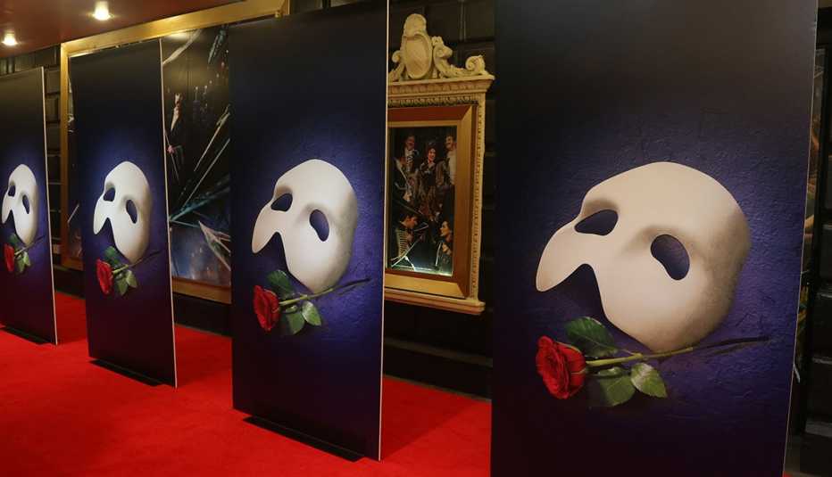 Signage for Phantom Of The Opera on Broadway at The Majestic Theatre