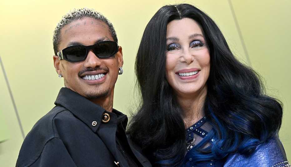 Alexander Edwards and Cher attend the Versace FW23 Show in West Hollywood, California.