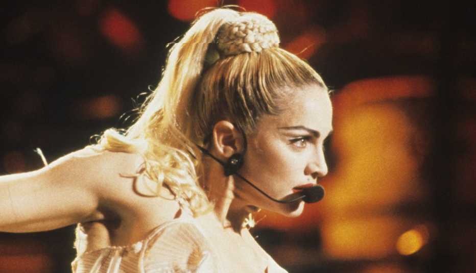 American musician Madonna performs in concert, New York, New York, circa 1993.
