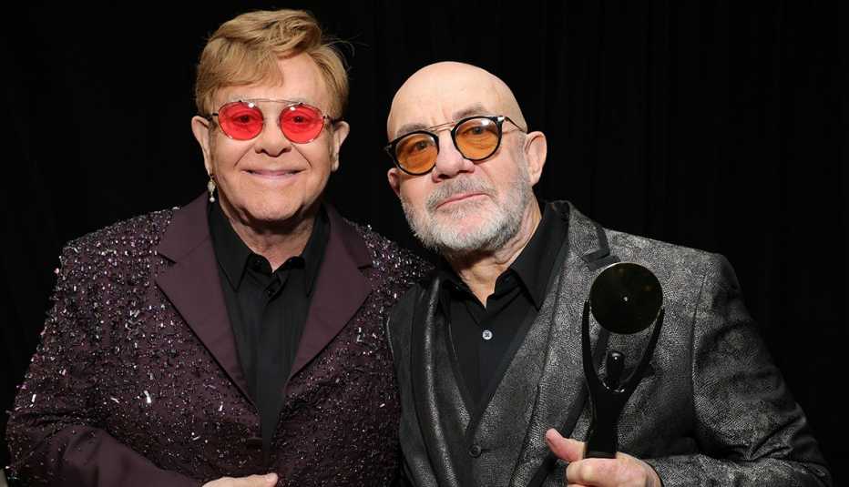 Elton John and Bernie Taupin at the 38th Annual Rock & Roll Hall of Fame Induction Ceremony.