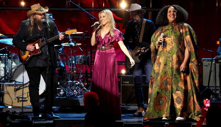 Chris Stapleton, Sheryl Crow and Brittany Howard perform onstage at the 38th Annual Rock & Roll Hall of Fame Induction Ceremony.