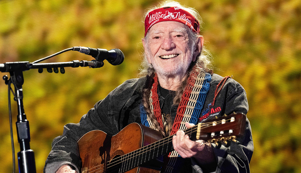 Willie Nelson performing at the Farm Aid Music Festival in Raleigh, North Carolina