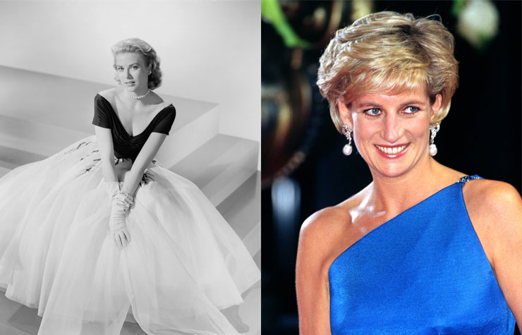 Left: Grace Kelly in 1954. Right: Princess Diana in 1996.