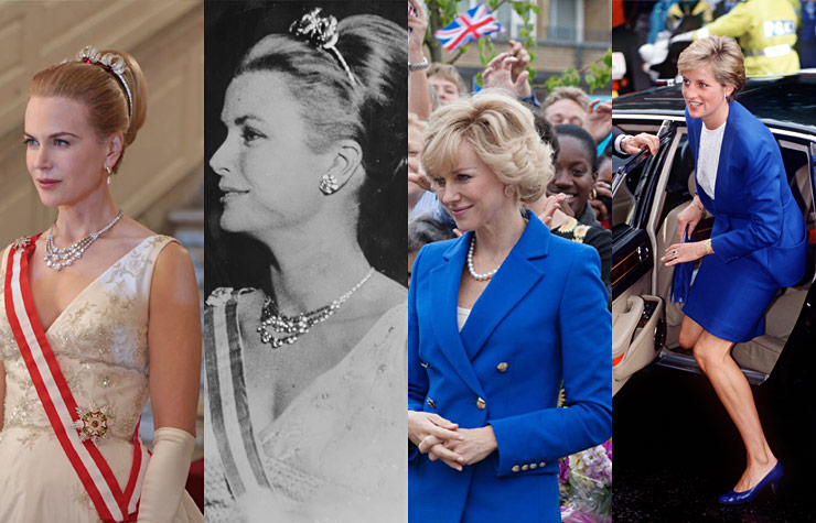 Photo comparison showing Nicole Kidman as Grace Kelly, and Naomi Watts as Princess Diana.