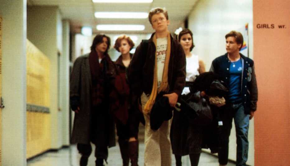 Scene From The Movie, The Breakfast Club, The 80s, Judd Nelson, Molly Ringwald, Anthony Michael Hall, Ally Sheedy and Emilio Estevez, The Brat Pack Then And Now
