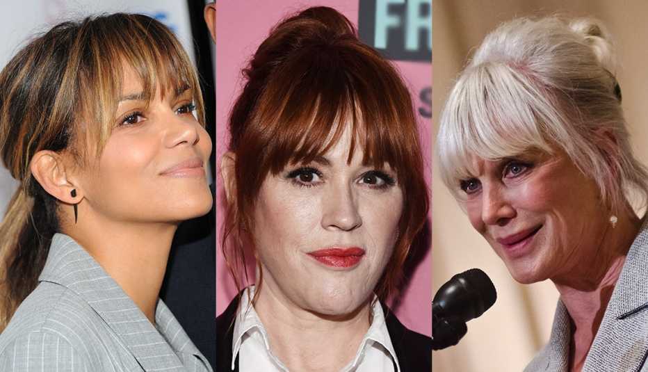 Halle Berry, Molly Ringwald and Linda Evans with hair up and bangs