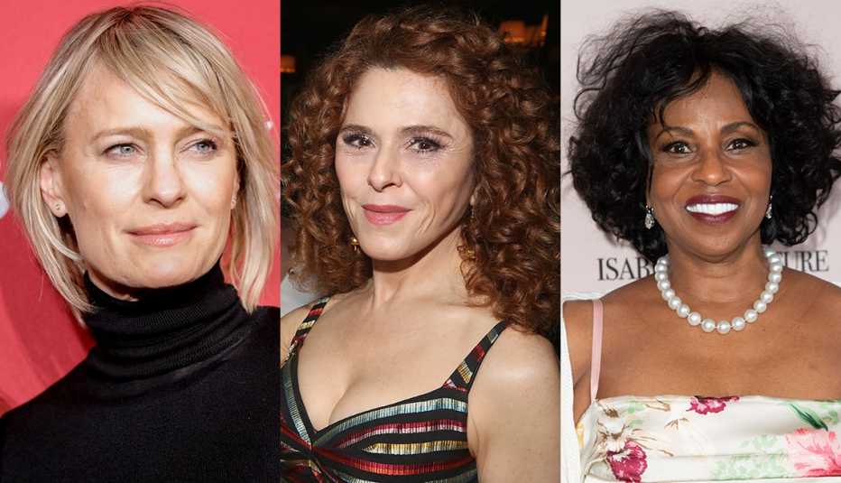 Robin Wright, Bernadette Peters and Pauletta Washington with natural texture hair
