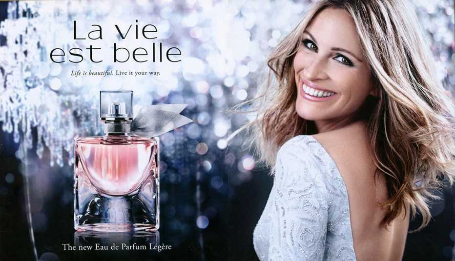 an ad for La Vie Est Belle by Lancome