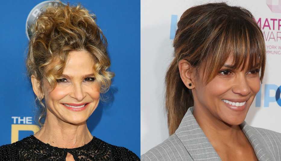 Kyra Sedgwick and Halle Berry wearing their hair up.