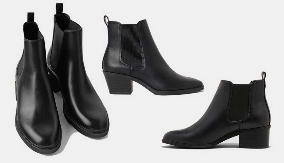 (l to r): Zara Low-Heeled Ankle Boots with Trim at Heel, H & M Ankle Boots, A New Day  Ellie Chelsea Bootie 