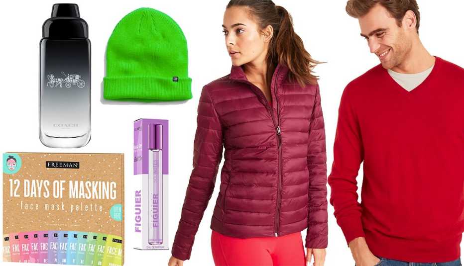 Gap Double-Knit Beanie, Freeman 12 Days of Masking Palette, Women's Solinotes Fig Blossom Rollerball Perfume, Old Navy Packable Puffer Jacket, Coach For Men Eau de Toilette Travel Spray,  Old Navy Everyday V-Neck Sweater for Men	