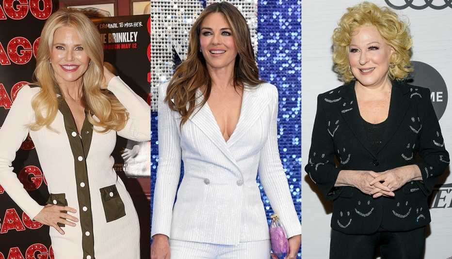 Christie Brinkley glows and does up eyes, adds glossy lips; Elizabeth Hurley in white pantsuit; Bette Midler gleams gorgeously.