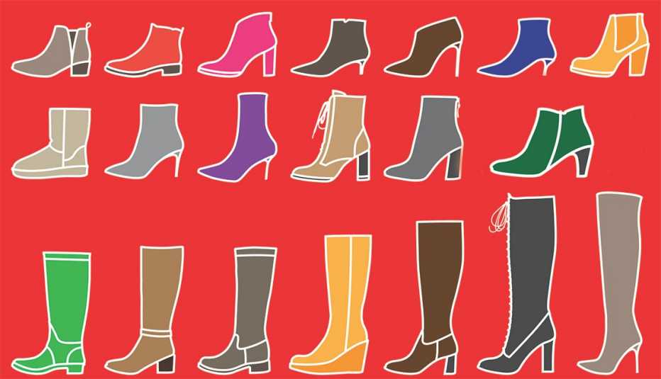 A graphic showing various styles of boots