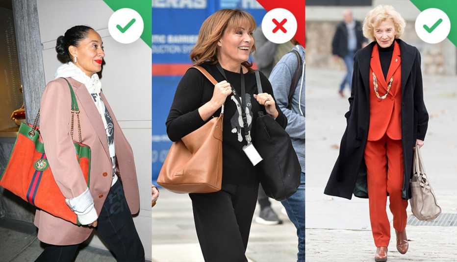Women wearing handbags in various ways