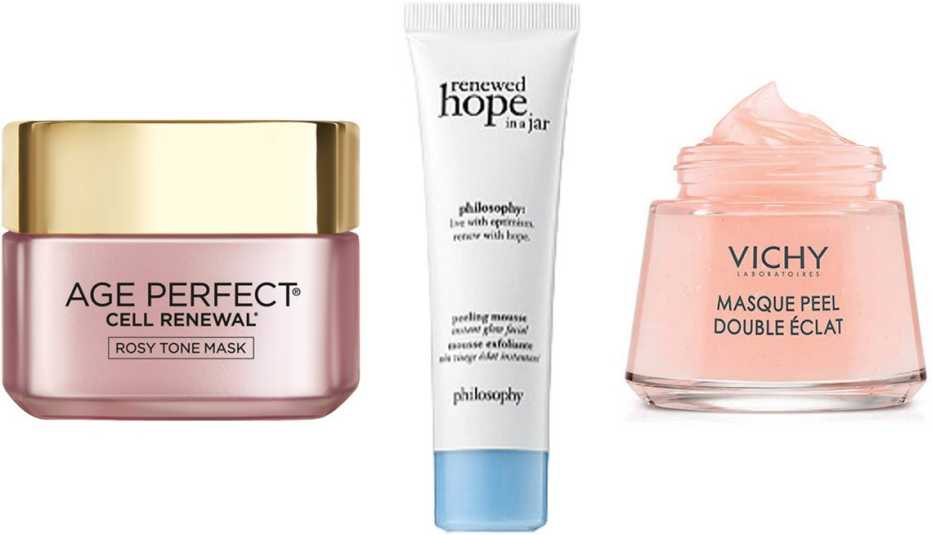 LOreal Age Perfect Cell Renewal Rosy Tone Mask Philosophy Renewed Hope in a Jar Peeling Mousse Vichy Double Glow Facial Peel Mask