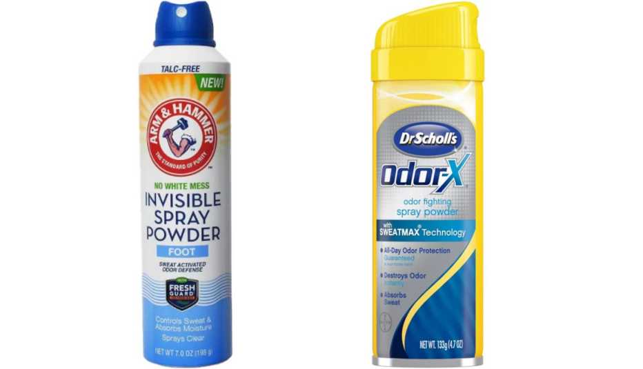 Arm and Hammer Invisible Spray Foot Powder and Doctor Scholls Odor X Odor Fighting Spray Powder