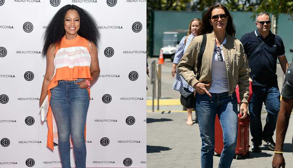 Garcelle Beauvais and Brooke Shields both wearing blue jeans