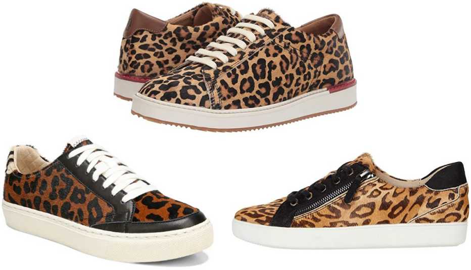 Dr. Scholl’s All In Platform Sneaker; Hush Puppies Sabine Sneaker in Leopard Haircalf; Naturalizer Macayla