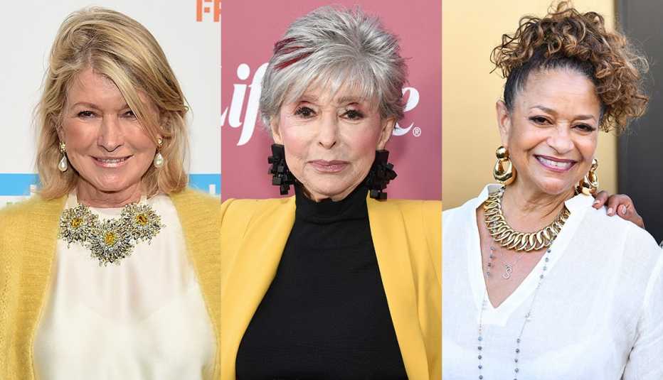 Side by side images of Martha Stewart, Rita Moreno and Debbie Allen