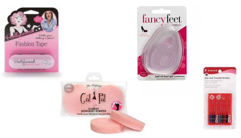 hollywood fashion tape singer reusable sew quick threaded needles fancy feet by foot petals foot gel cushion gal pal deodorant remover sponges