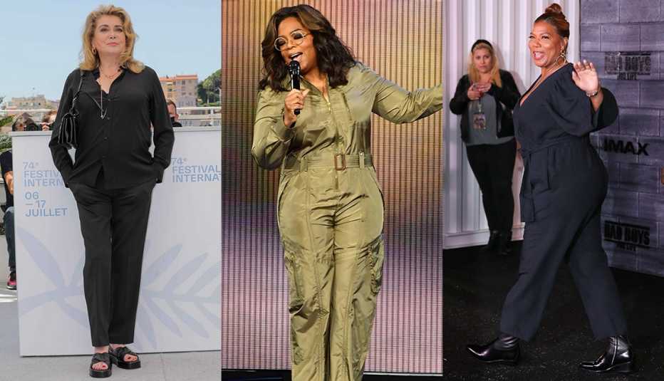 Side by side images of Catherine Deneuve, Oprah Winfrey and Queen Latifah