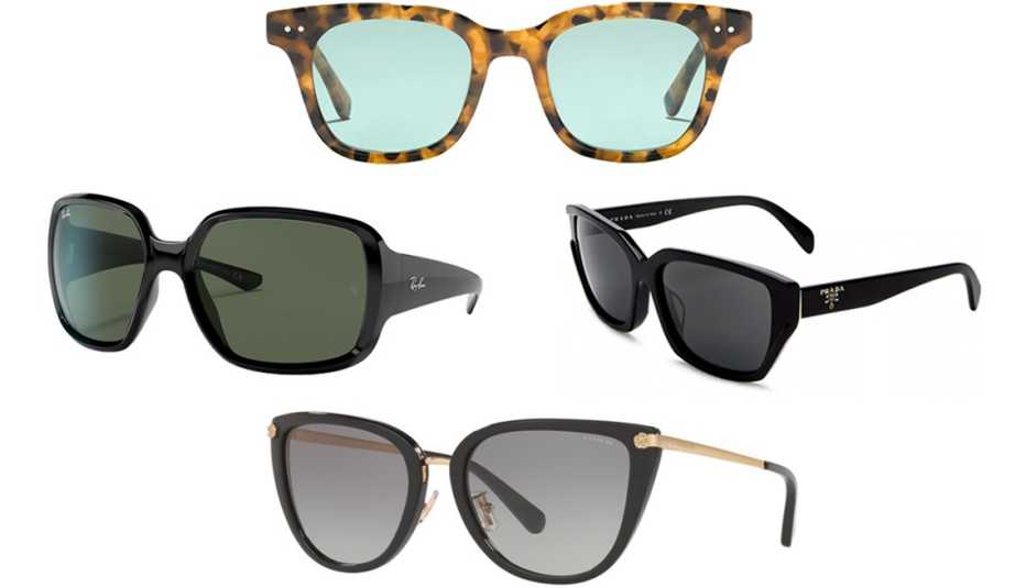 Ray-Ban RB4347; J.Crew Cape Sunglasses in Pecan Tort; Prada Women's Square Sunglasses in Black/Smoke; Coach 0HC8276 500211 56 in black