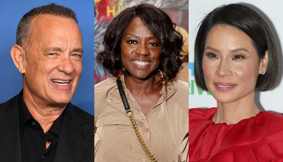 Side by side images of Tom Hanks, Viola Davis and Lucy Liu