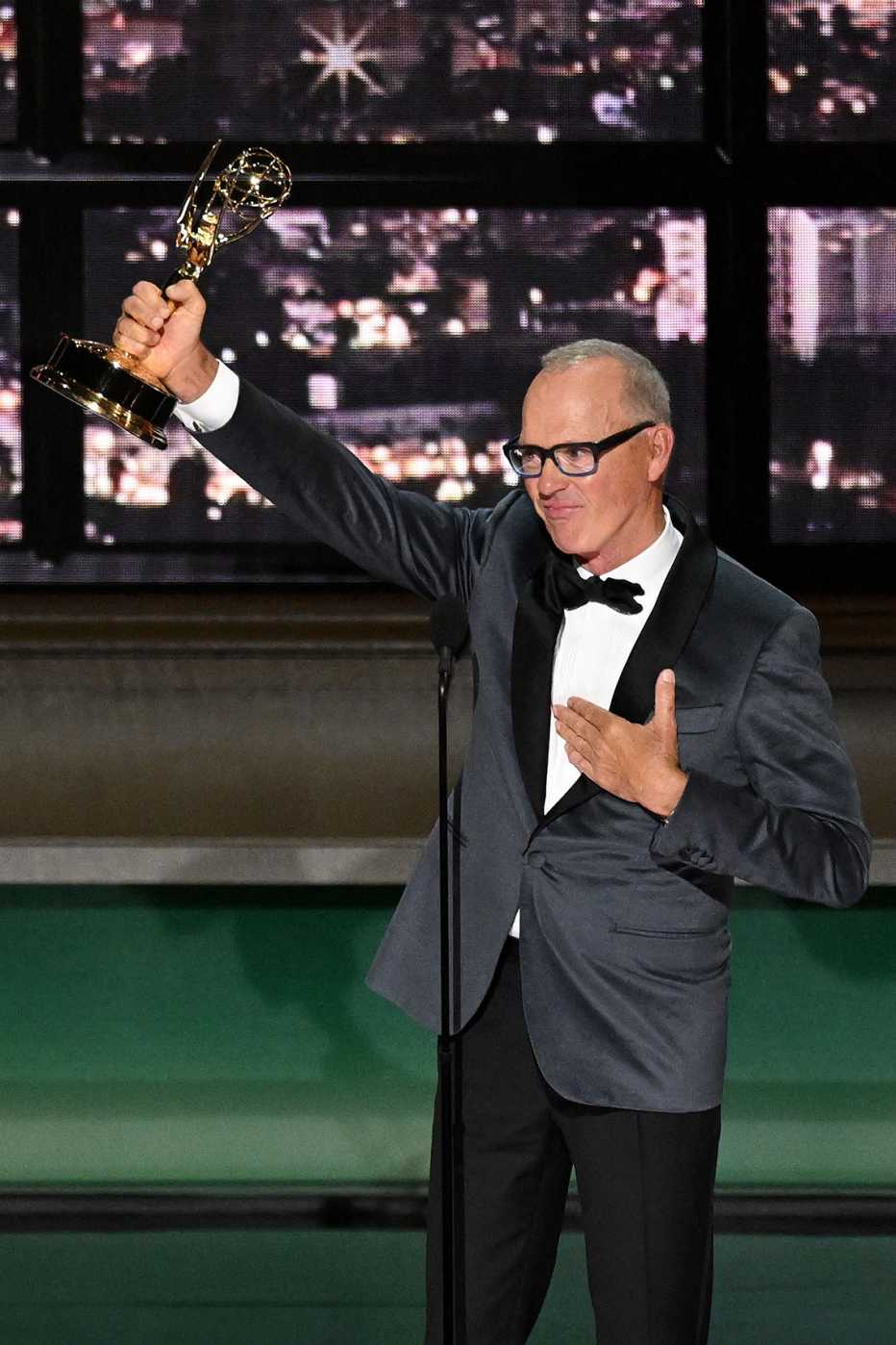 Michael Keaton accepts his award for Outstanding Lead Actor In A Limited Or Anthology Series Or Movie for Dopesick during the 74th Emmy Awards 