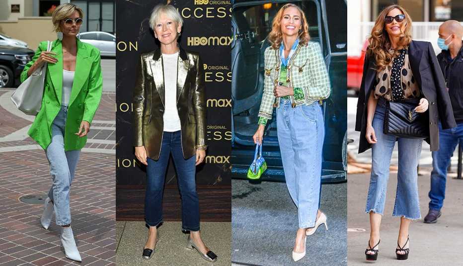 Side by side images of Heidi Klum, Joanna Coles, Paula Patton and Sofia Vergara wearing jeans