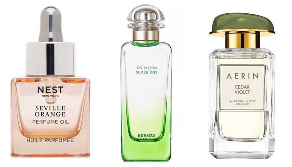 Nest New York Seville Orange Perfume Oil; Hermes Un Jardin Sur Le Toit Eau de Toilett; Aerin Cedar Violet Eau de Parfum