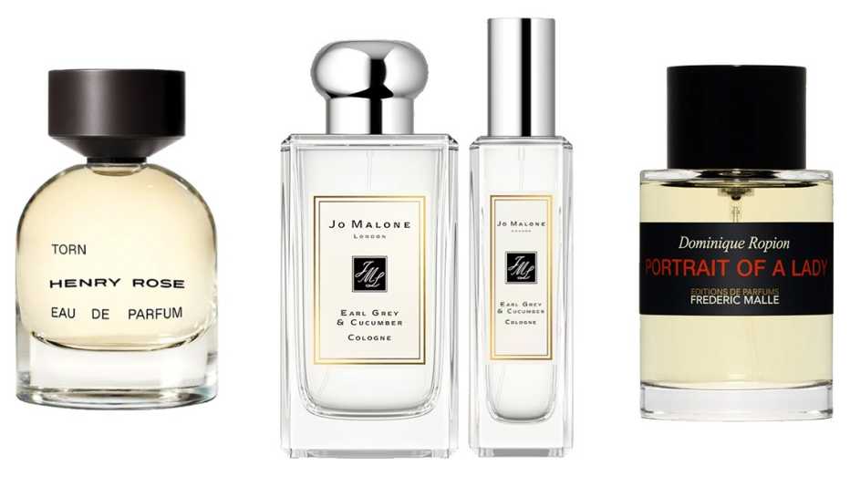 Henry Rose Torn Eau de Parfum; Jo Malone London Earl Grey and Cucumber Cologne; Frederic Malle Portrait of a Lady Eau de Parfum