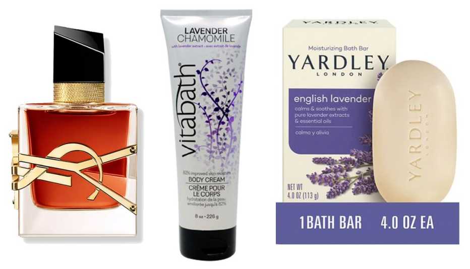 Yves Saint Laurent Libre Le Parfum; Vitabath Lavender Chamomile Body Cream; Yardley of London Moisturizing Bath Bar English Lavender