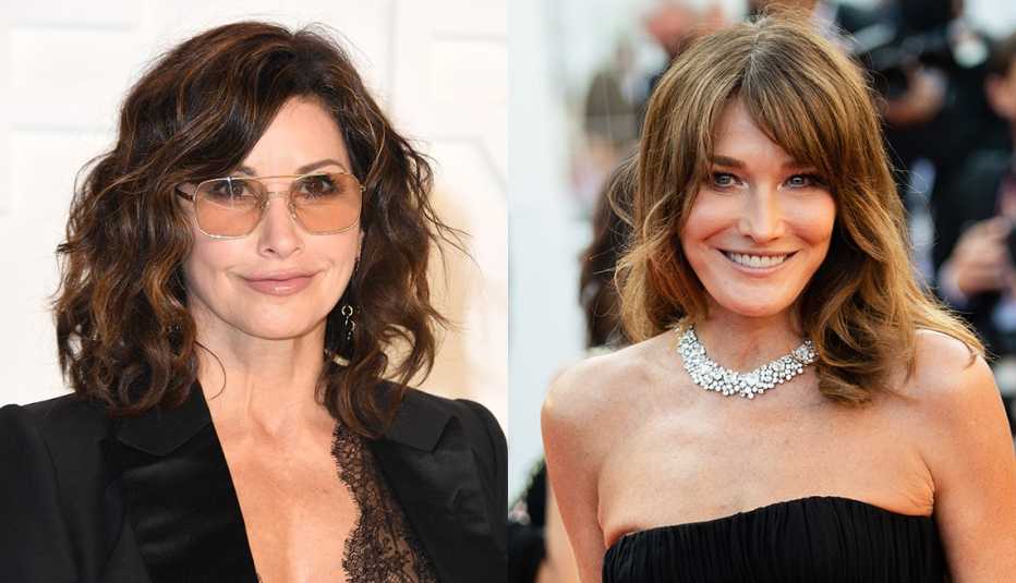 Side by side images of Gina Gershon and Carla Bruni