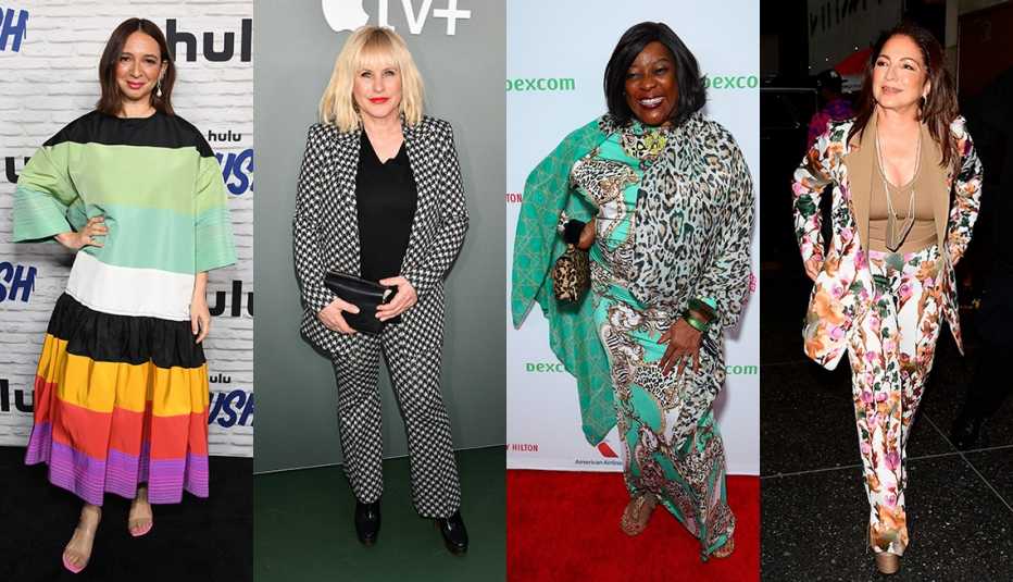 Maya Rudolph, Patricia Arquette, Loretta Devine and Gloria Estefan wearing outfits that feature prints, stripes or florals