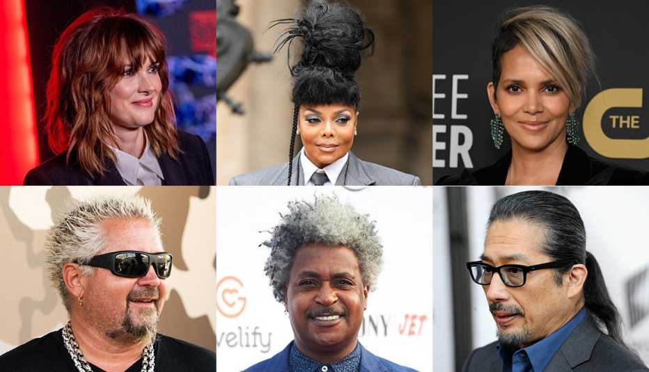 Closeups of Winona Ryder, Janet Jackson, Halle Berry, Hiroyuki Sanada, Herbert Bohanon and Guy Fieri showing off their various hairstyles