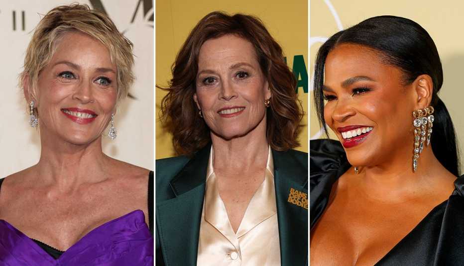 Side by side images of Sharon Stone, Sigourney Weaver and Nia Long