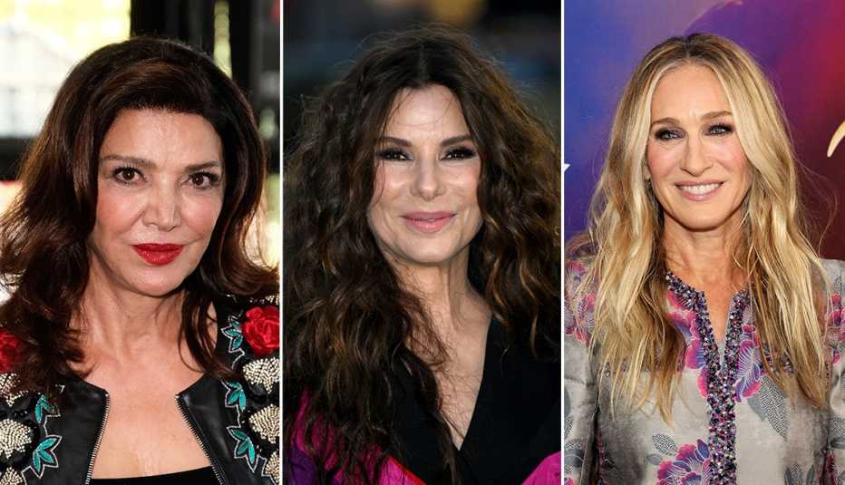 Side by side images of Shohreh Aghdashloo, Sandra Bullock and Sarah Jessica Parker