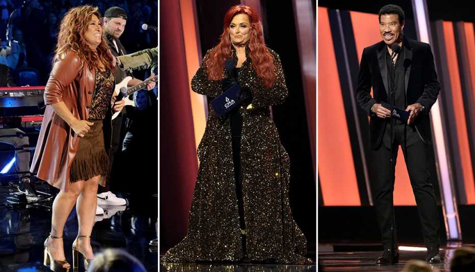 Side by side images of Jo Dee Messina, Wynonna Judd and Lionel Richie at the 56th annual CMA Awards
